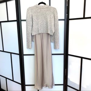 allsaints slip dress with sweater